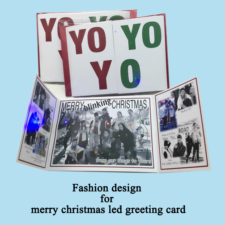 led photo greeting card showing and packing