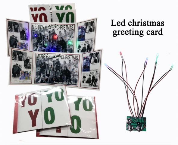 Custom best wishes Xmas greeting cards with led musical chip