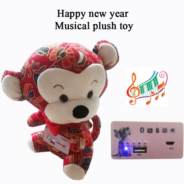 Happy new year monkey plush toy with bluetooth
